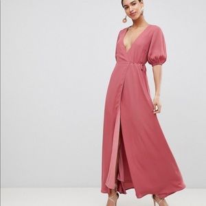 Raspberry Wrap Front Maxi Dress